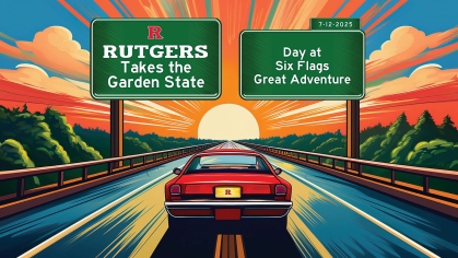 Rutgers Takes the Garden State- Six Flags banner