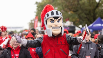 The Scarlet Knight at a football game
