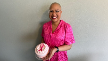 Victoria Ramirez SPAA’15, SPAA’17 celebrating being cancer free in January 2024.