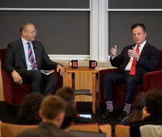 Rutgers President Jonathan Holloway with Mike Emanuel of Fox News