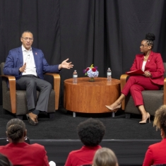 Rutgers President Jonathan Holloway and Rutgers–Camden Senior Vice Chancellor Nyeema C. Watson CCAS'02, GSC'15